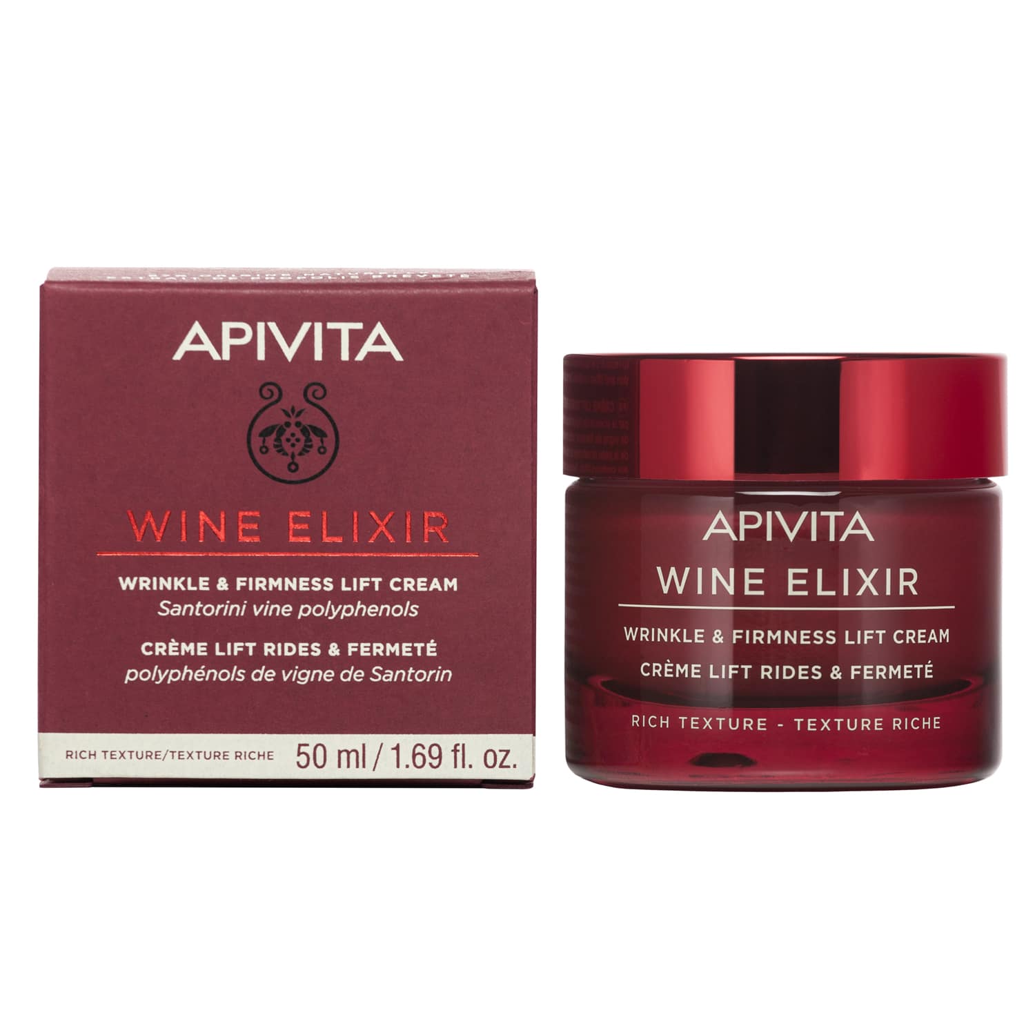 Apivita Wine Elixir Αντιρυτιδική Κρέμα για Σύσφιξη & Lifting με Πολυφαινόλες από Aμπέλια Σαντορίνης Πλούσιας Υφής 50ml