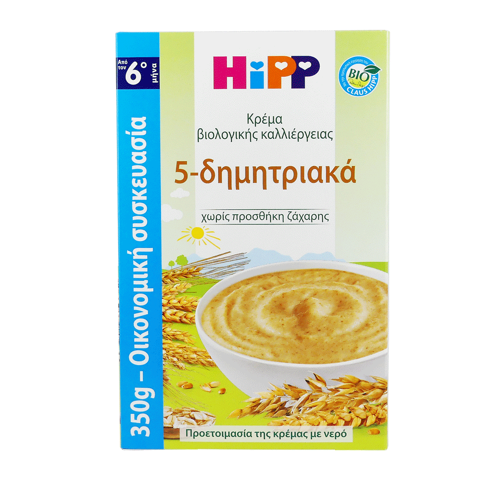 Hipp Hipp Κρέμα 5 Δημητριακών από τον 6ο Μήνα 350gr
