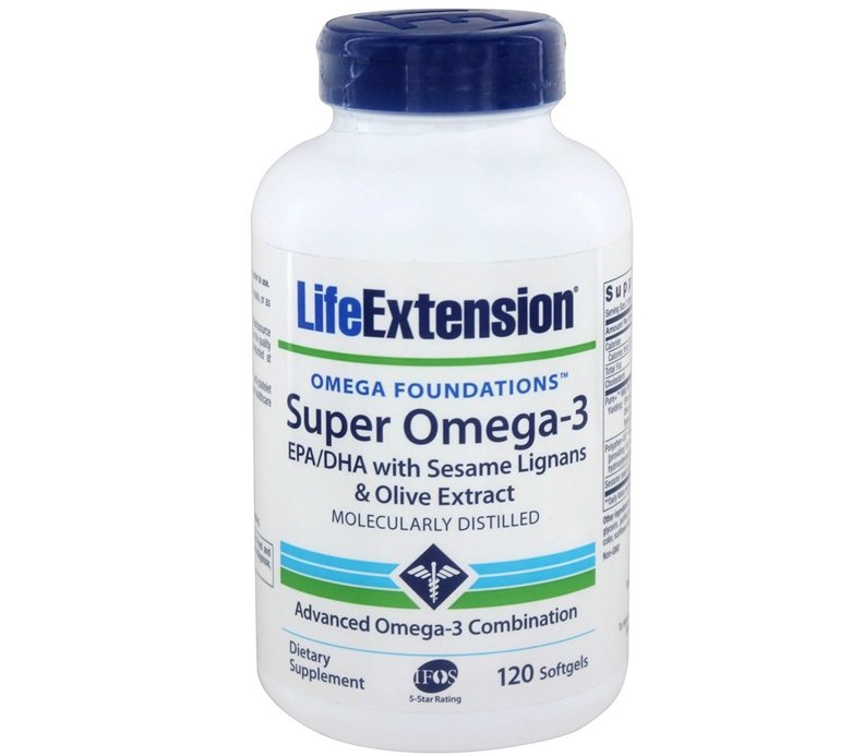 Life Extension Super omega 3 with sesame lignans & olive extract 120softgels